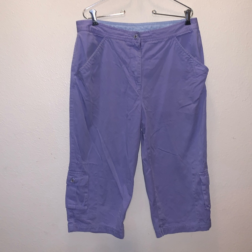 Christopher & Banks Purple Cottom Cargo Capri Pants